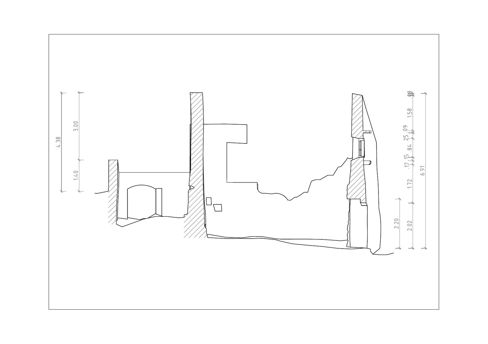 Cross-section A of the stone house