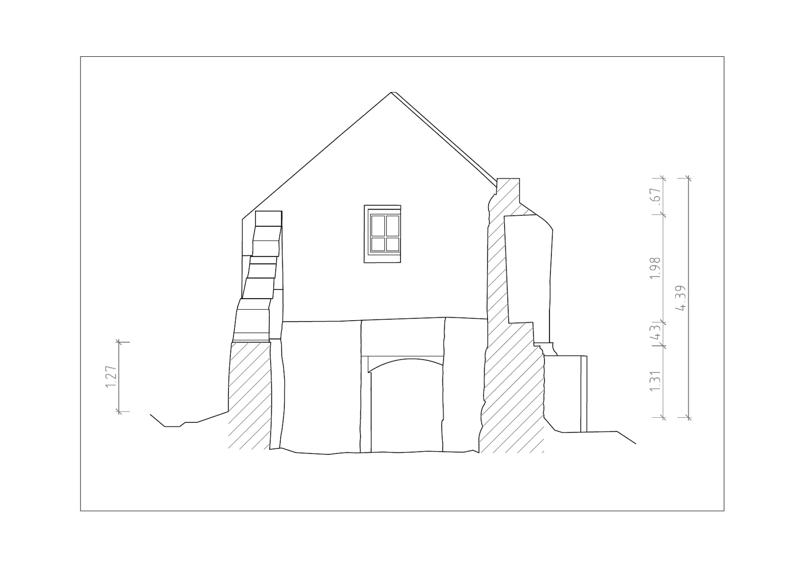 Cross-section B of the stone house