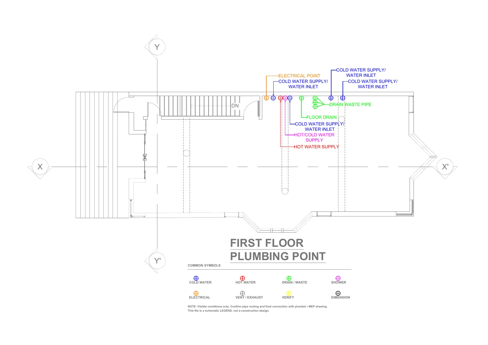 Installation points upper floor